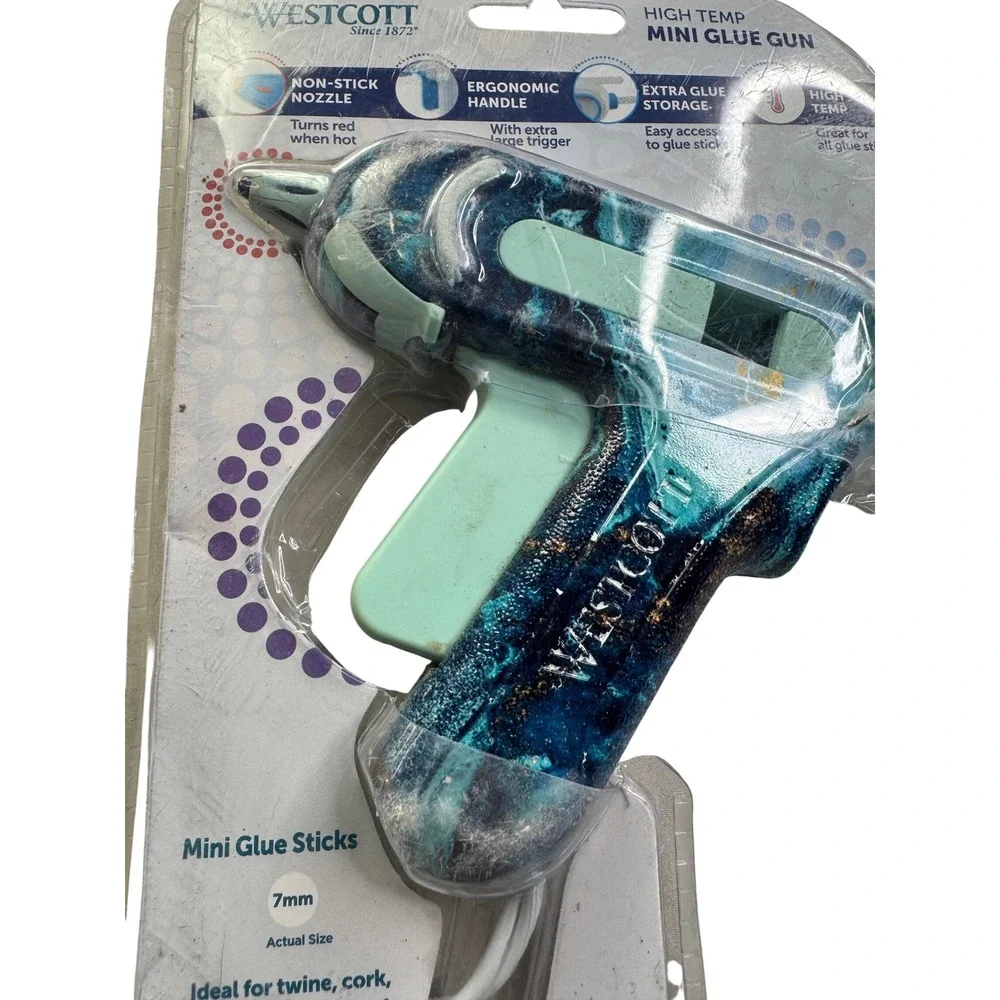 Westcott ProjectMate High Temp Mini Glue Gun Blue Marble 17582 Craft Tool NEW